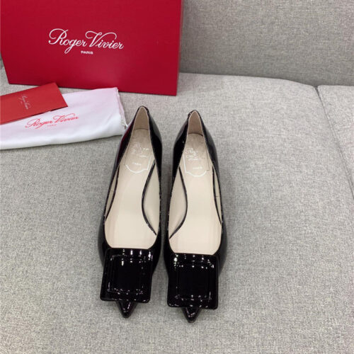 High Quality Luxury Roger Vivier New Leather Buckle Cat Heel Shoes product detail