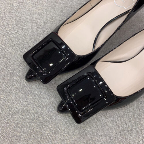 High Quality Luxury Roger Vivier New Leather Buckle Cat Heel Shoes product detail