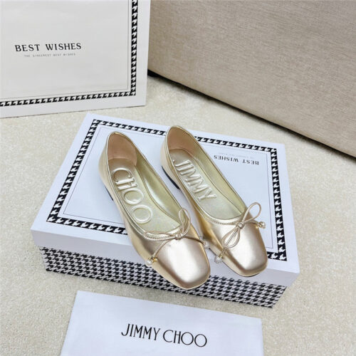 High Quality Luxury Jimmy Choo Pearl Bow Ballerina Flats – Style 24343