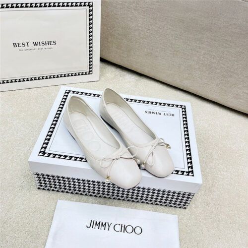 High Quality Luxury Jimmy Choo Pearl Bow Ballerina Flats