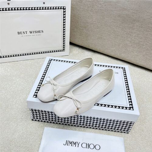 High Quality Luxury Jimmy Choo Pearl Bow Ballerina Flats product detail