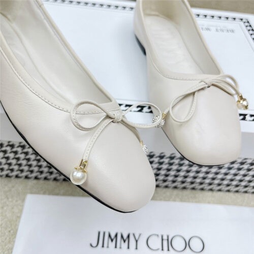 High Quality Luxury Jimmy Choo Pearl Bow Ballerina Flats product detail