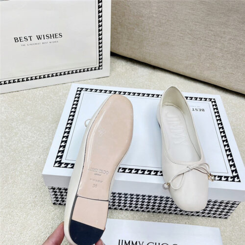 High Quality Luxury Jimmy Choo Pearl Bow Ballerina Flats product detail