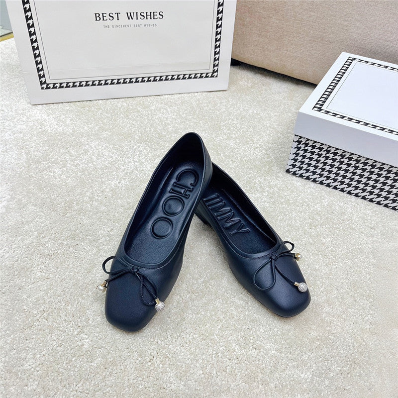 High Quality Luxury Jimmy Choo Pearl Bow Ballerina Flats – Style 12471 product detail