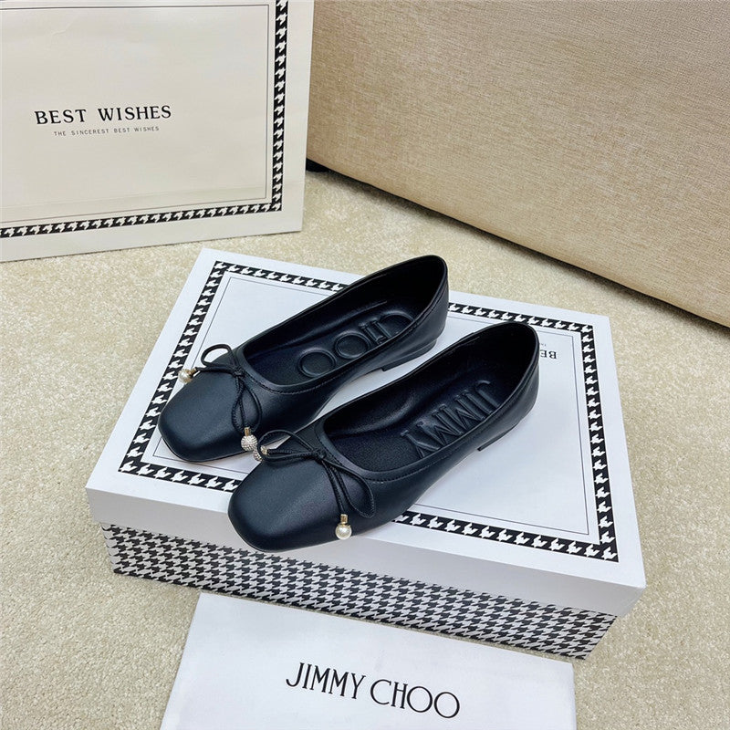 High Quality Luxury Jimmy Choo Pearl Bow Ballerina Flats – Style 12471 product detail