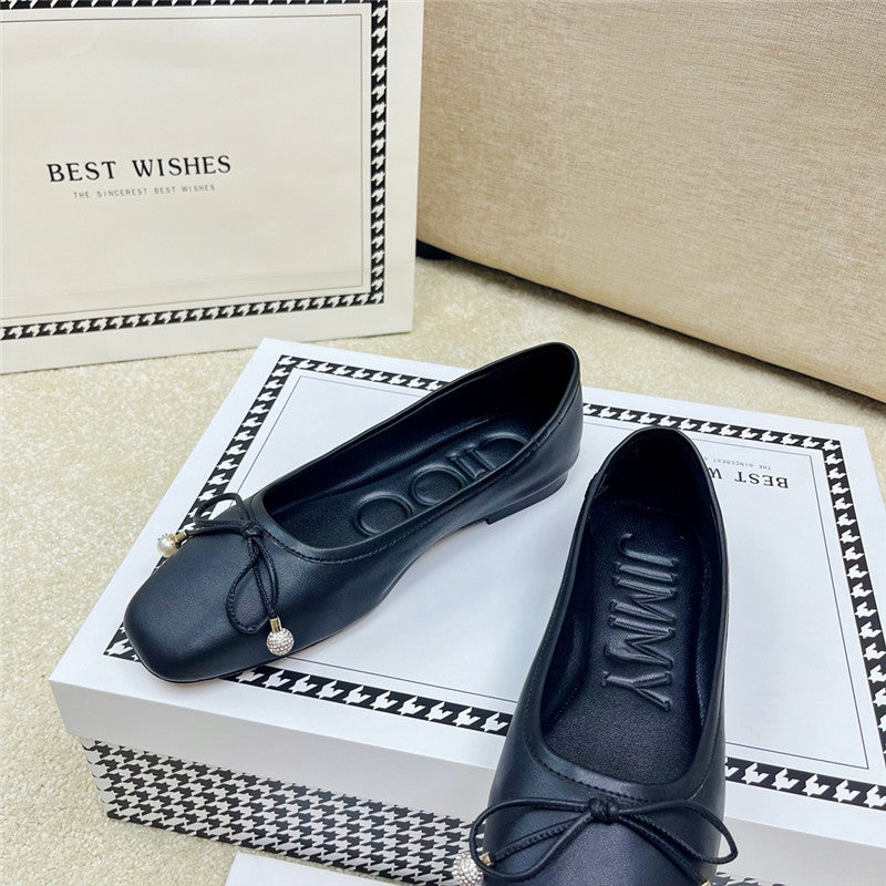 High Quality Luxury Jimmy Choo Pearl Bow Ballerina Flats – Style 12471 product detail
