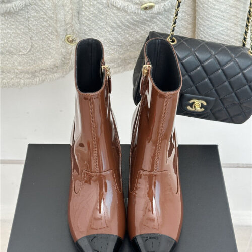High Quality Luxury Chanel Double C Pointed Chunky Heel Ankle Boots – Style 27654 alternate view