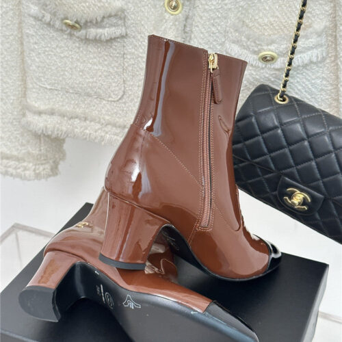 High Quality Luxury Chanel Double C Pointed Chunky Heel Ankle Boots – Style 27654 product detail