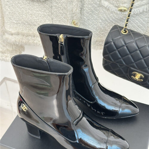 High Quality Luxury Chanel Double C Pointed Chunky Heel Ankle Boots – Style 24262 product detail