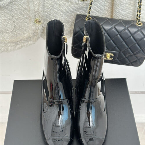 High Quality Luxury Chanel Double C Pointed Chunky Heel Ankle Boots – Style 24262 product detail