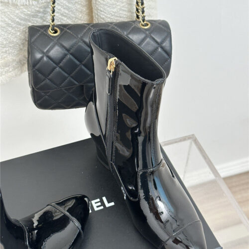 High Quality Luxury Chanel Double C Pointed Chunky Heel Ankle Boots – Style 24262 product detail