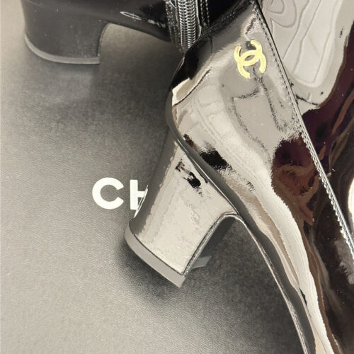 High Quality Luxury Chanel Double C Pointed Chunky Heel Ankle Boots – Style 24262 product detail