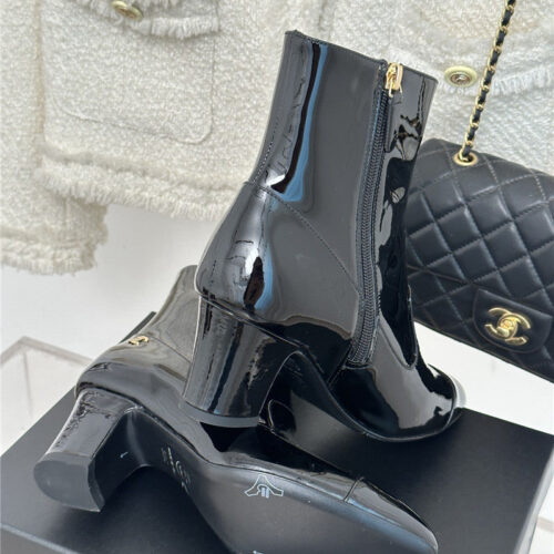 High Quality Luxury Chanel Double C Pointed Chunky Heel Ankle Boots – Style 24262 product detail