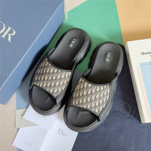 High Quality Luxury Dior Couple Models Oblique Platform Slippers