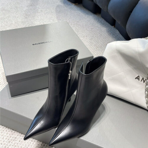 High Quality Luxury Balenciaga Fall/Winter Zip Up Heeled Boots – Style 85827