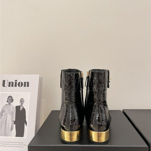 High Quality Luxury Chanel New Round Toe Flat Ankle Boots – Style 28038 product detail