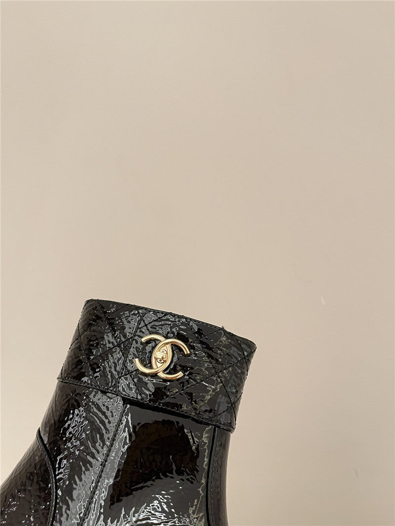 High Quality Luxury Chanel New Round Toe Flat Ankle Boots – Style 28038 product detail