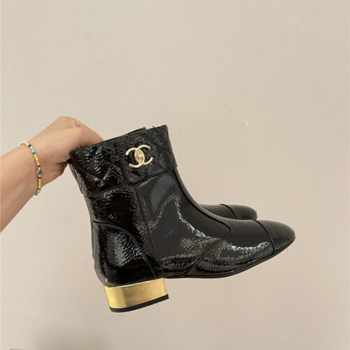 High Quality Luxury Chanel New Round Toe Flat Ankle Boots – Style 28038 product detail