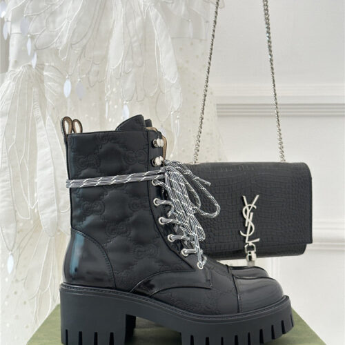 High Quality Luxury Gucci Classic Hot Style Cowhide Embossed Ankle Boots product detail