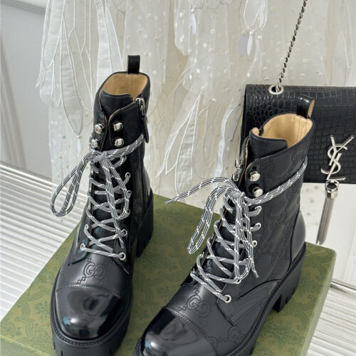 High Quality Luxury Gucci Classic Hot Style Cowhide Embossed Ankle Boots product detail
