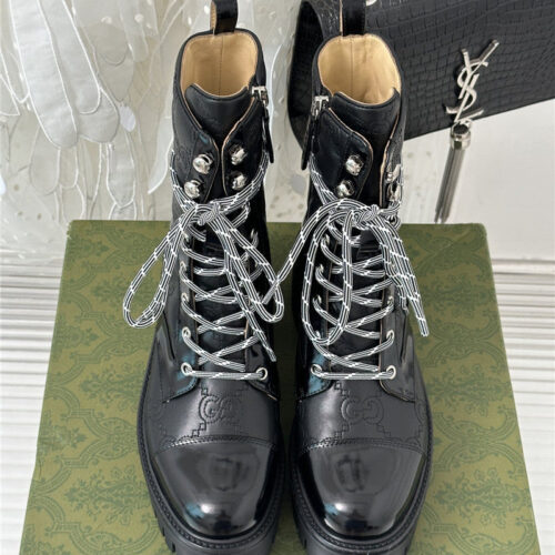 High Quality Luxury Gucci Classic Hot Style Cowhide Embossed Ankle Boots alternate view