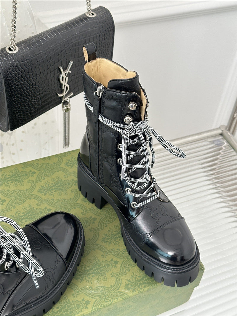 High Quality Luxury Gucci Classic Hot Style Cowhide Embossed Ankle Boots product detail
