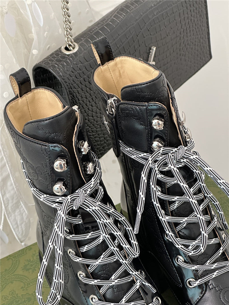 High Quality Luxury Gucci Classic Hot Style Cowhide Embossed Ankle Boots product detail