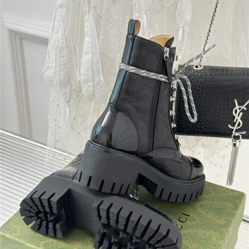 High Quality Luxury Gucci Classic Hot Style Cowhide Embossed Ankle Boots product detail