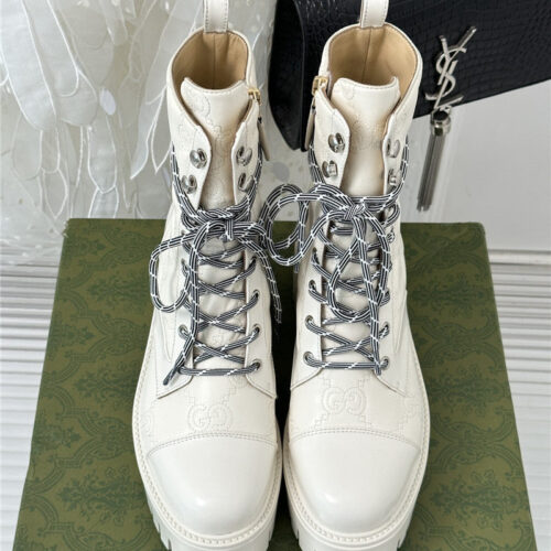 High Quality Luxury Gucci Classic Hot Style Cowhide Embossed Ankle Boots – Style 49875 alternate view