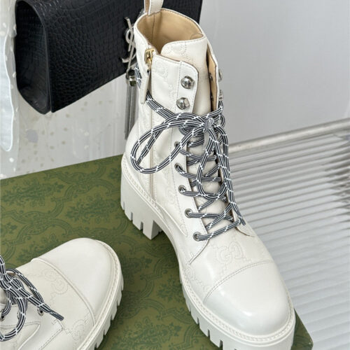 High Quality Luxury Gucci Classic Hot Style Cowhide Embossed Ankle Boots – Style 49875 product detail