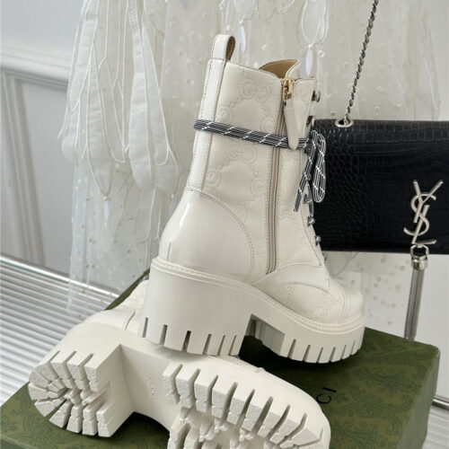High Quality Luxury Gucci Classic Hot Style Cowhide Embossed Ankle Boots – Style 49875 product detail