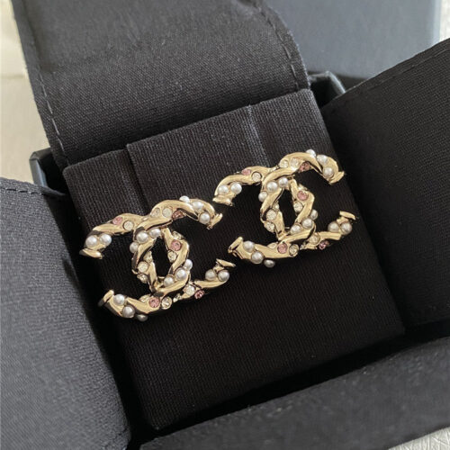 High Quality Luxury Chanel Twist Purple Drill Earrings