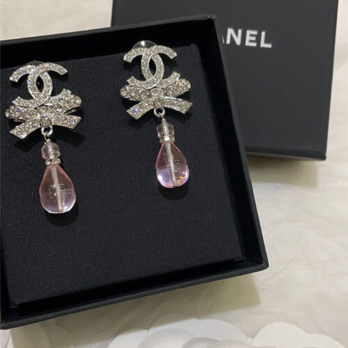 High Quality Luxury Chanel Bow Double C Earrings alternate view