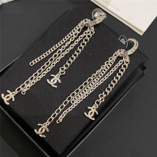 High Quality Luxury Chanel Hook Tassel Earrings alternate view