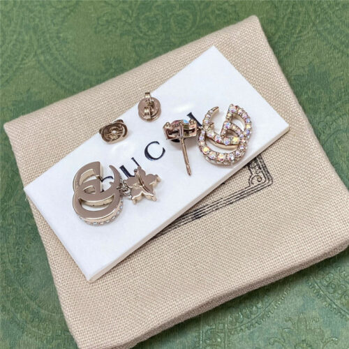 High Quality Luxury Gucci Flower Full Diamond Double G Earrings product detail
