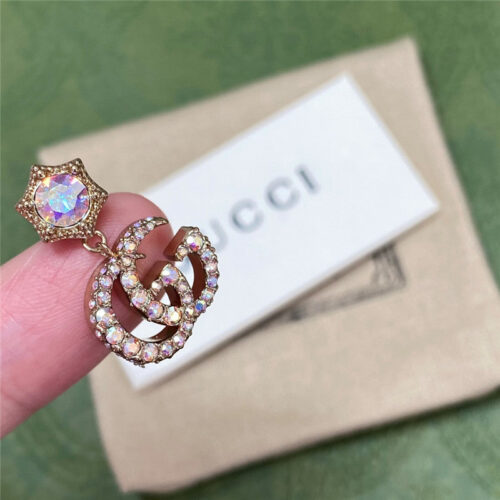High Quality Luxury Gucci Flower Full Diamond Double G Earrings product detail