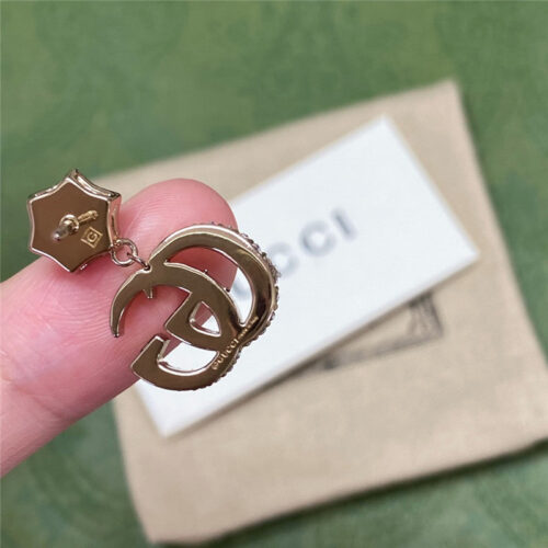 High Quality Luxury Gucci Flower Full Diamond Double G Earrings product detail