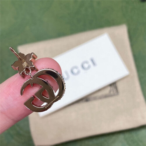 High Quality Luxury Gucci Flower Full Diamond Double G Earrings product detail