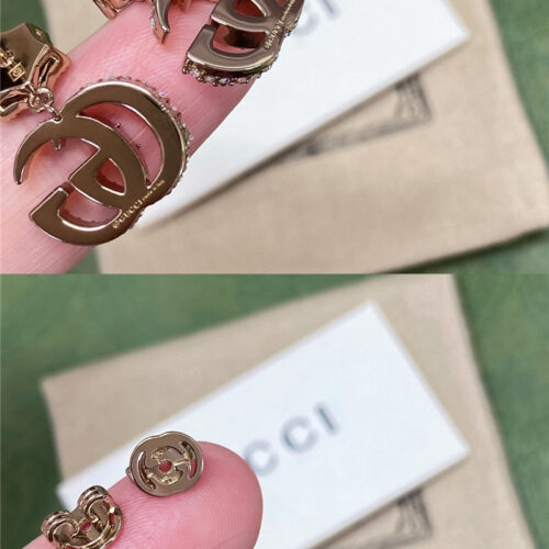 High Quality Luxury Gucci Flower Full Diamond Double G Earrings product detail