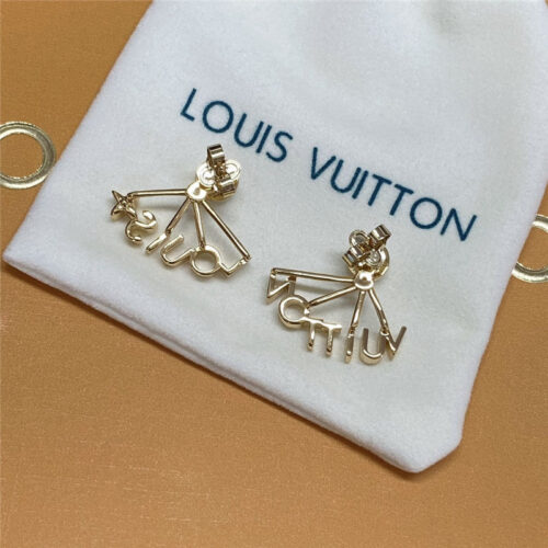 High Quality Luxury Louis Vuitton Green Asymmetric Letter Earrings alternate view