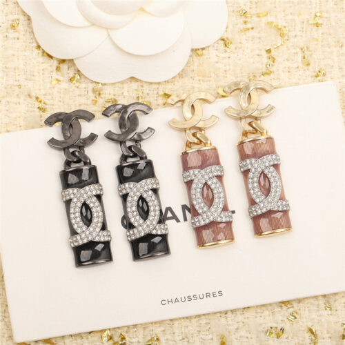 High Quality Luxury Chanel Enamel Double C Color Diamond Earrings product detail