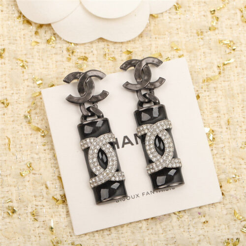 High Quality Luxury Chanel Enamel Double C Color Diamond Earrings product detail
