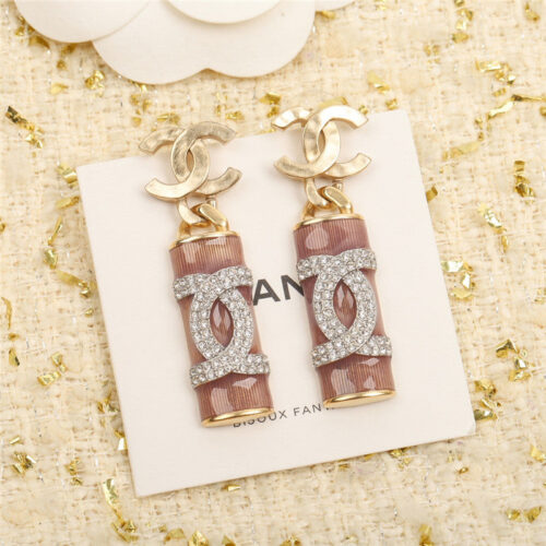 High Quality Luxury Chanel Enamel Double C Color Diamond Earrings product detail