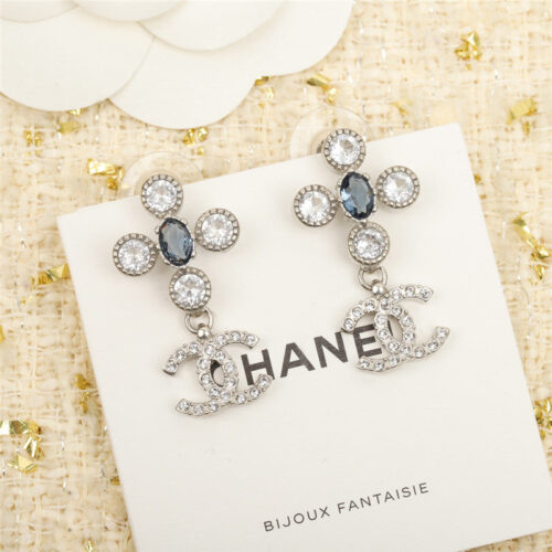 High Quality Luxury Chanel Rhinestone Double C Earrings product detail
