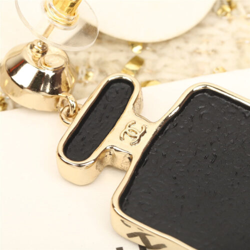 High Quality Luxury Chanel Black Gold Perfume Bottle Earrings product detail