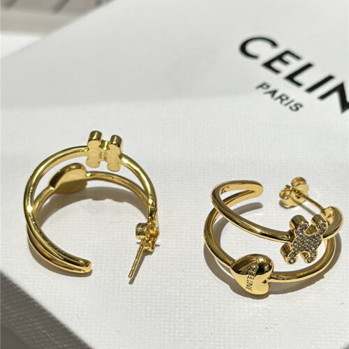 High Quality Luxury Celine Arc De Triomphe Gold Heart Earrings product detail