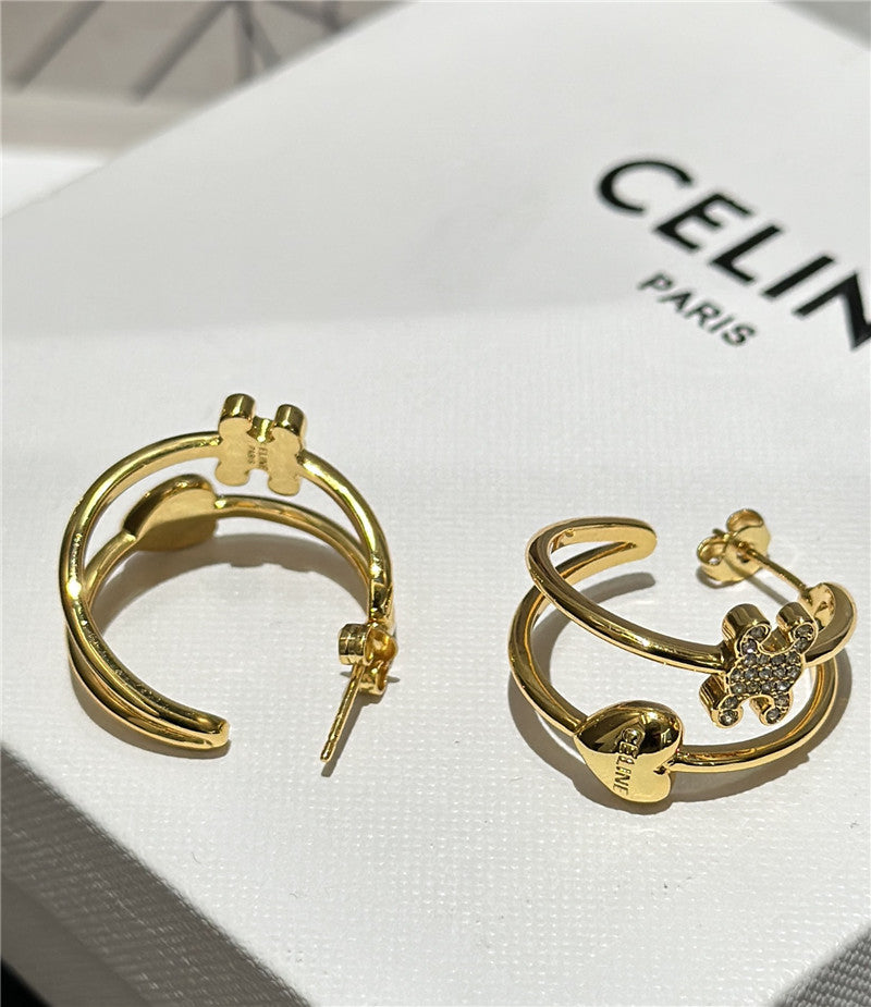 High Quality Luxury Celine Arc De Triomphe Gold Heart Earrings product detail