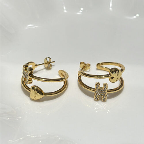 High Quality Luxury Celine Arc De Triomphe Gold Heart Earrings product detail
