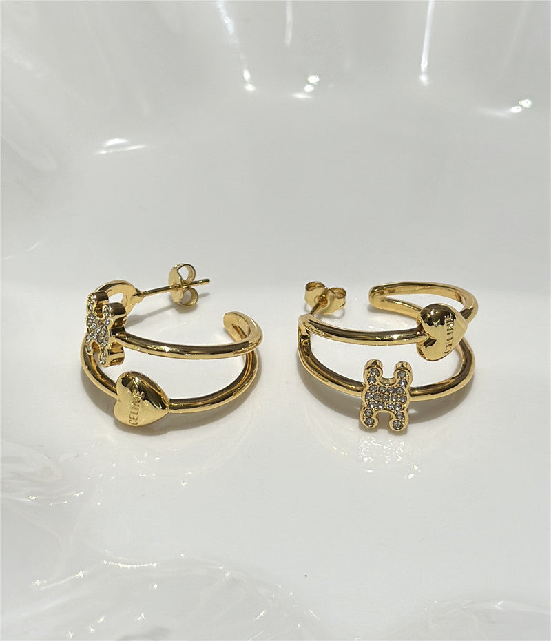 High Quality Luxury Celine Arc De Triomphe Gold Heart Earrings product detail