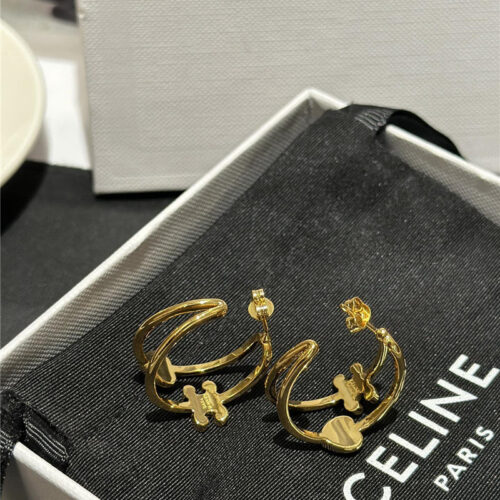 High Quality Luxury Celine Arc De Triomphe Gold Heart Earrings product detail